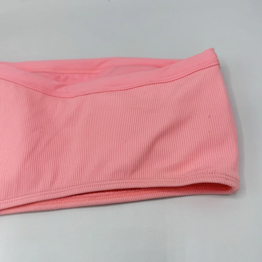 L*Space Axel Bikini Top Large NWT Crystal Pink Ribbed Designer Swimwear